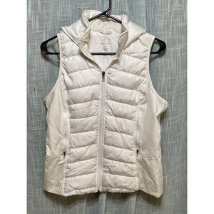 Tangerine Puffer Jacket Hooded Vest Lightweight Packable  Zip Pockets Sz S